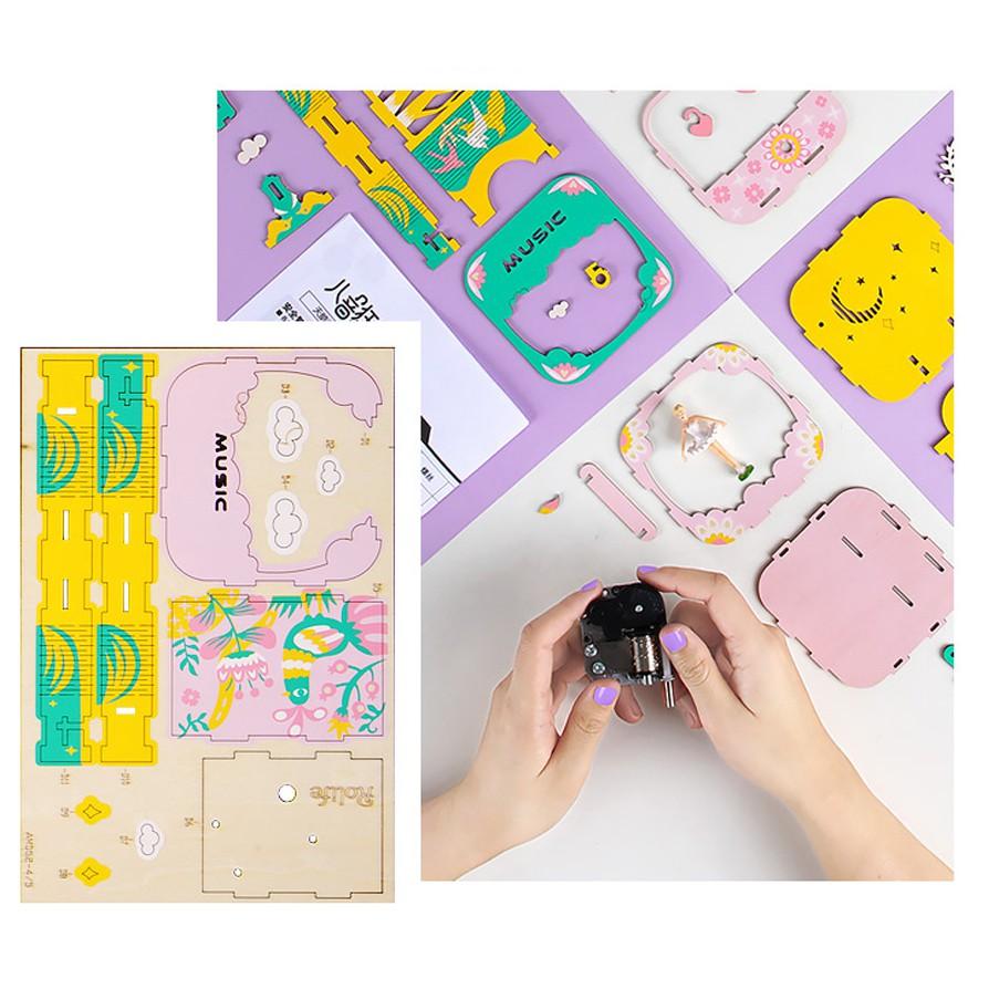 鋼鐵火星人益智玩具★３款八音木質動態立體拼圖 ★3D立體拼圖★DIY金屬模型-細節圖4