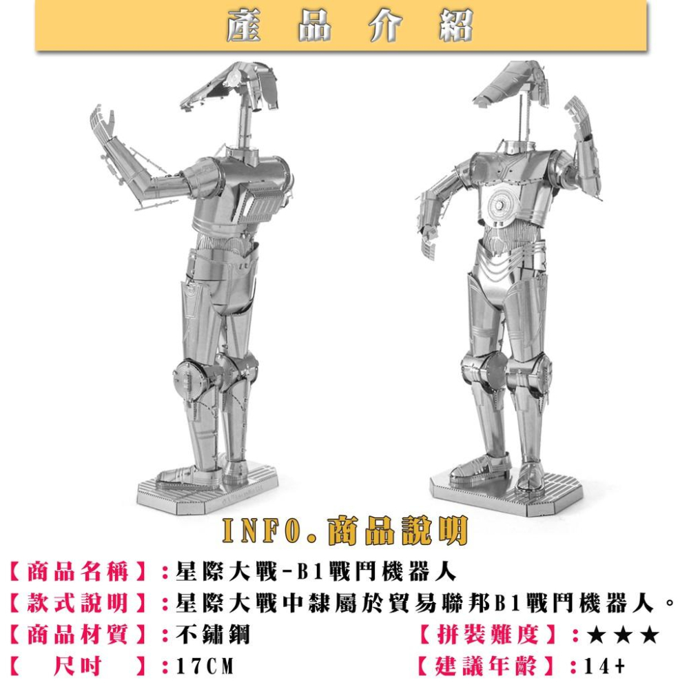 ★鋼鐵火星人益智玩具★ 星際大戰 -機器人系列★拼酷★MU藝模★3D立體金屬拼圖★DIY金屬模型-細節圖4