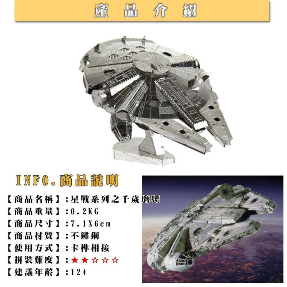 ★鋼鐵火星人益智玩具★ 星際大戰 -飛行器系列(2)★拼酷★MU藝模★3D立體金屬拼圖★DIY金屬模型-細節圖7