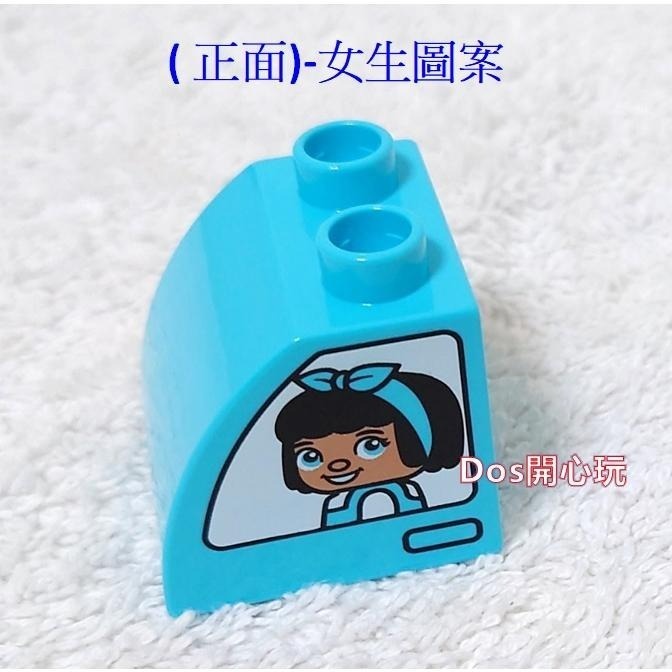 【Duplo 得寶】2X2 弧面 弧形 小朋友 中-天空藍色 印刷磚 圖案 標誌，LEGO 大顆粒-細節圖2