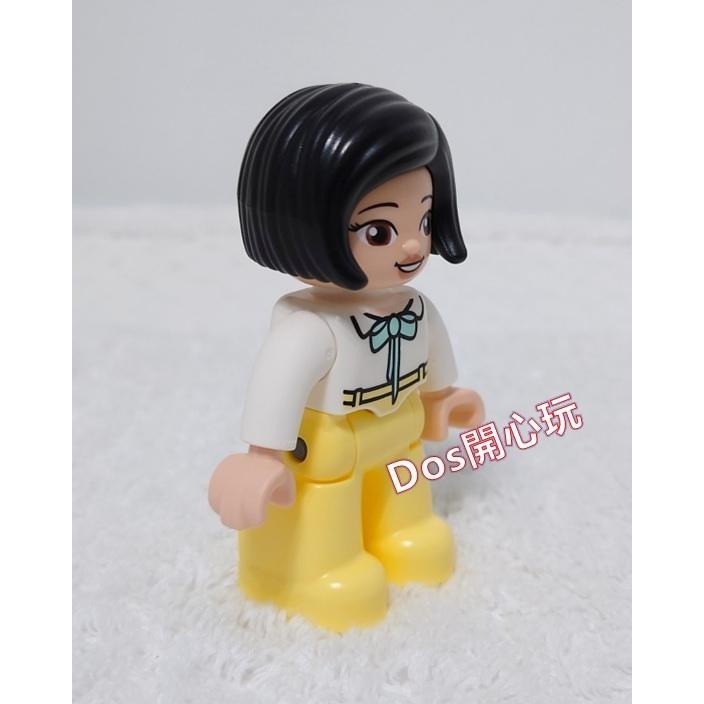 【Duplo 得寶】人偶 黑色頭髮淺水藍色蝴蝶結衣服女生 媽媽，LEGO 大顆粒#Dos開心玩-細節圖2