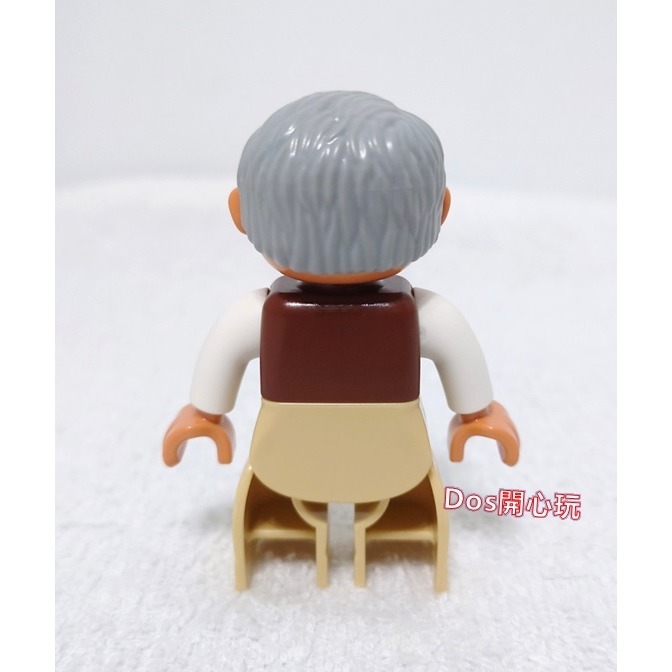 【Duplo 得寶】人偶 紅棕色菱形毛衣背心 戴眼鏡 爺爺 爸爸，LEGO 大顆粒-細節圖2