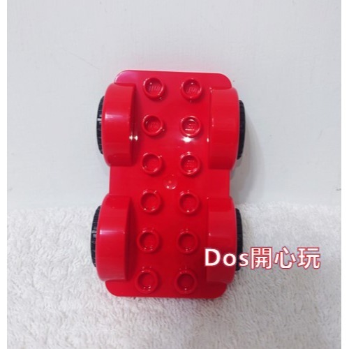 【Duplo 得寶】2X6 紅色汽車底座 (白色輪框版)，10474 汽車 配件，LEGO 大顆粒-細節圖2