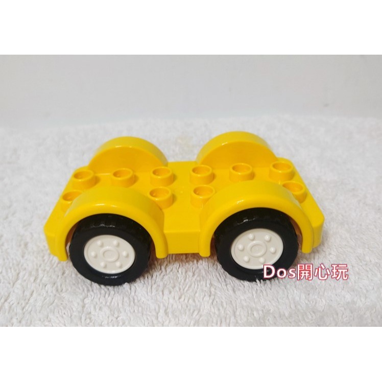 【Duplo 得寶】2X6 黃色汽車底座 (白色輪框版)，10474 汽車 配件，LEGO 大顆粒-細節圖2