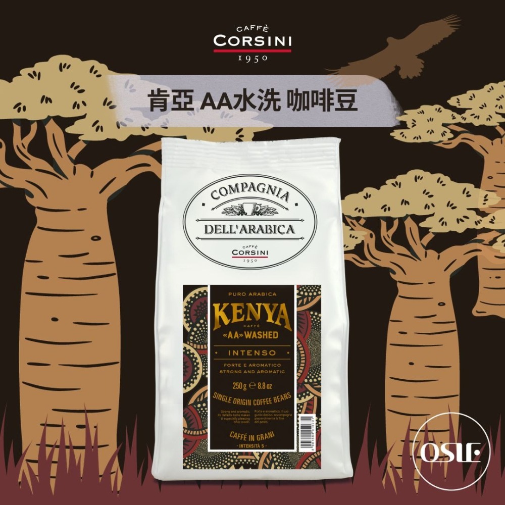 【義大利CORSINI】 單品咖啡豆 肯亞AA水洗咖啡豆 (3kg/12包/箱)-細節圖3