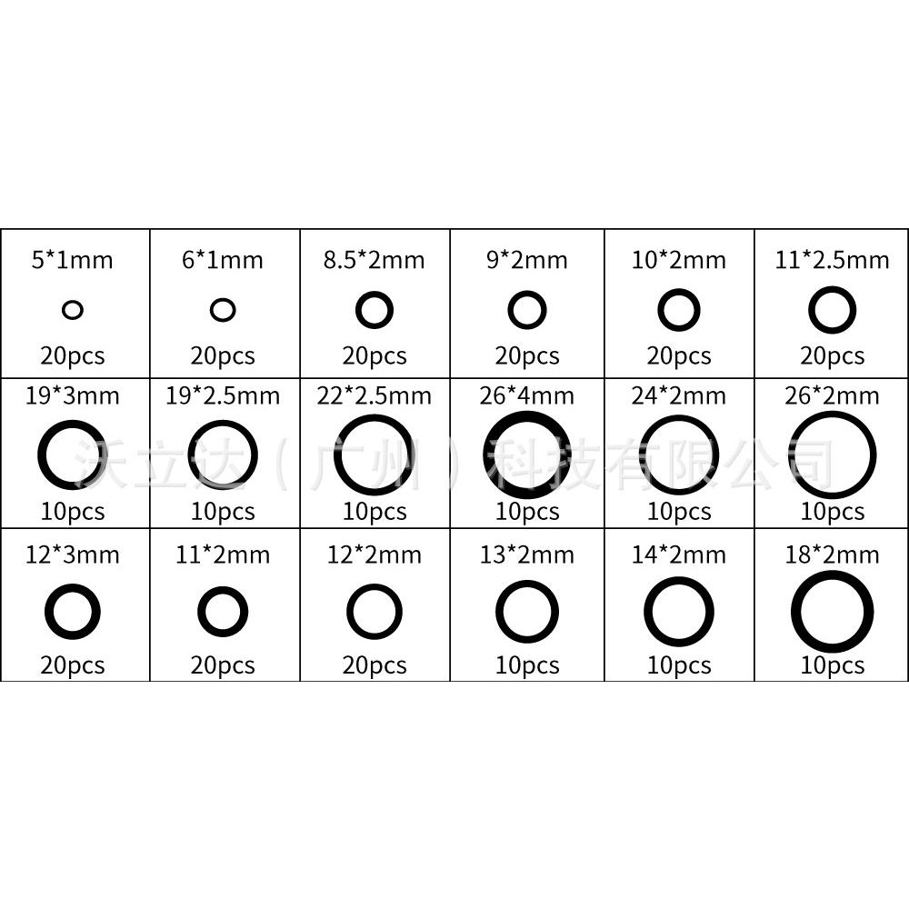 極光商城-270pcs盒裝黑色橡膠圈O型圈丁腈橡膠圈防水密封圈耐高溫+帶鑷子-細節圖2