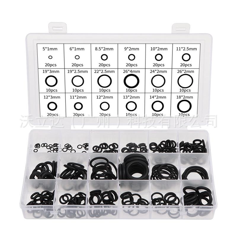 極光商城-270pcs盒裝黑色橡膠圈O型圈丁腈橡膠圈防水密封圈耐高溫+帶鑷子-細節圖7