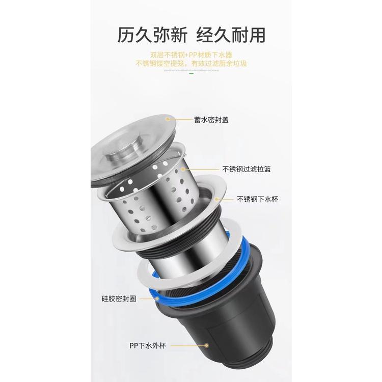 極光商城-廚房水槽下水器套裝洗菜盆防臭下水管單槽雙槽加厚排水管加粗50管-細節圖8