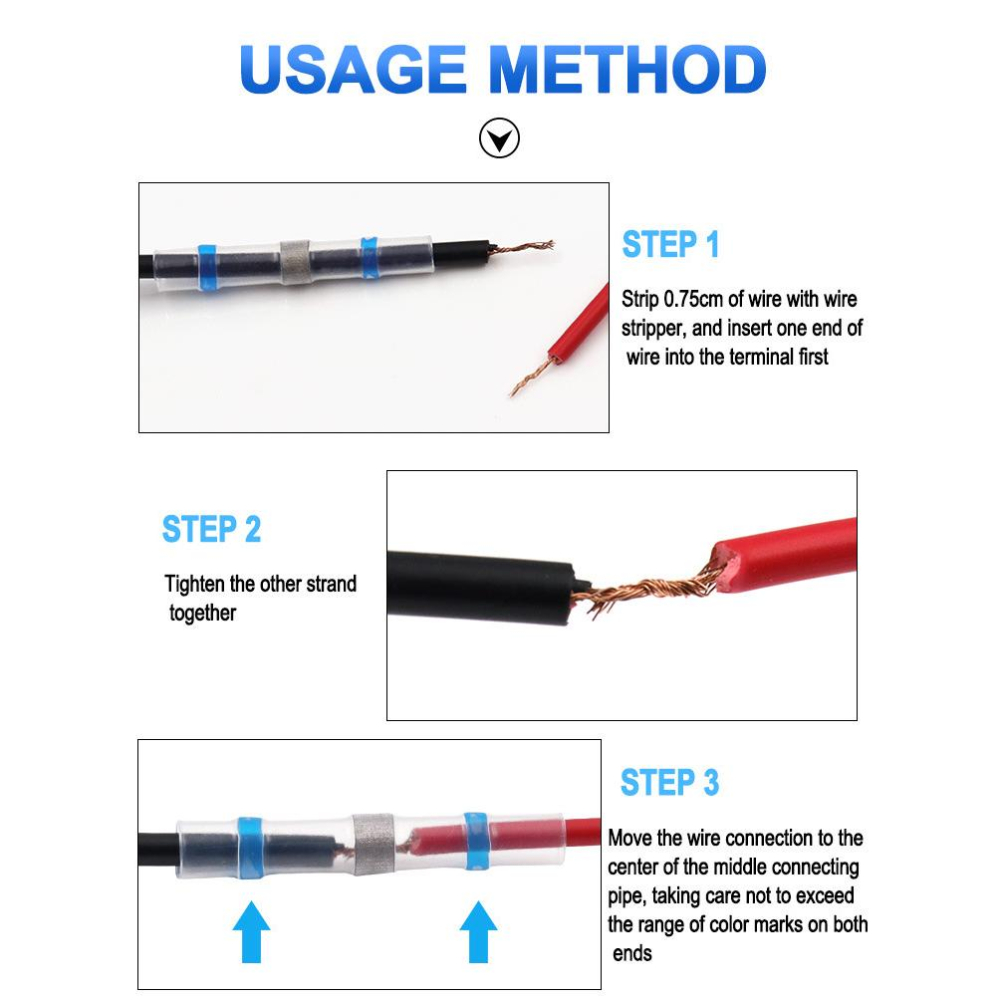 極光商城-熱縮端子焊錫環中間管焊錫端子熱縮管防水接線端子50PCS組合套裝-細節圖2