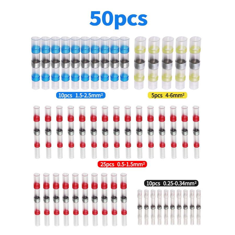 極光商城-熱縮端子焊錫環中間管焊錫端子熱縮管防水接線端子50PCS組合套裝-細節圖5