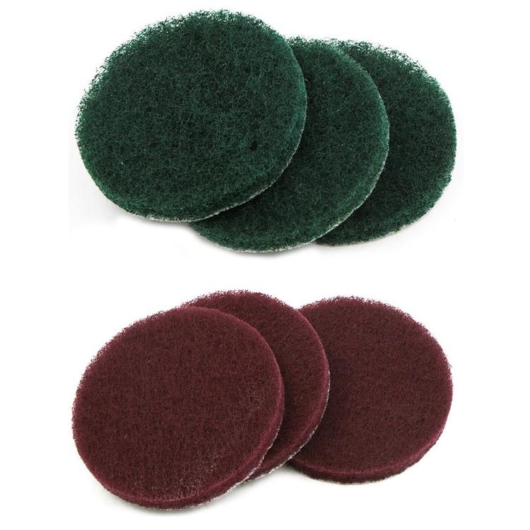 極光商城-3寸電鑽自粘盤輪拋光打磨片加厚圓形纖維100MM軸紅綠各三個百潔布-細節圖6