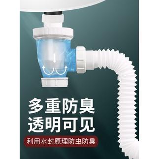 極光商城-雙頭洗手盆下水管防返臭神器洗臉盆檯面盆伸縮側排水管牆排下水器配件