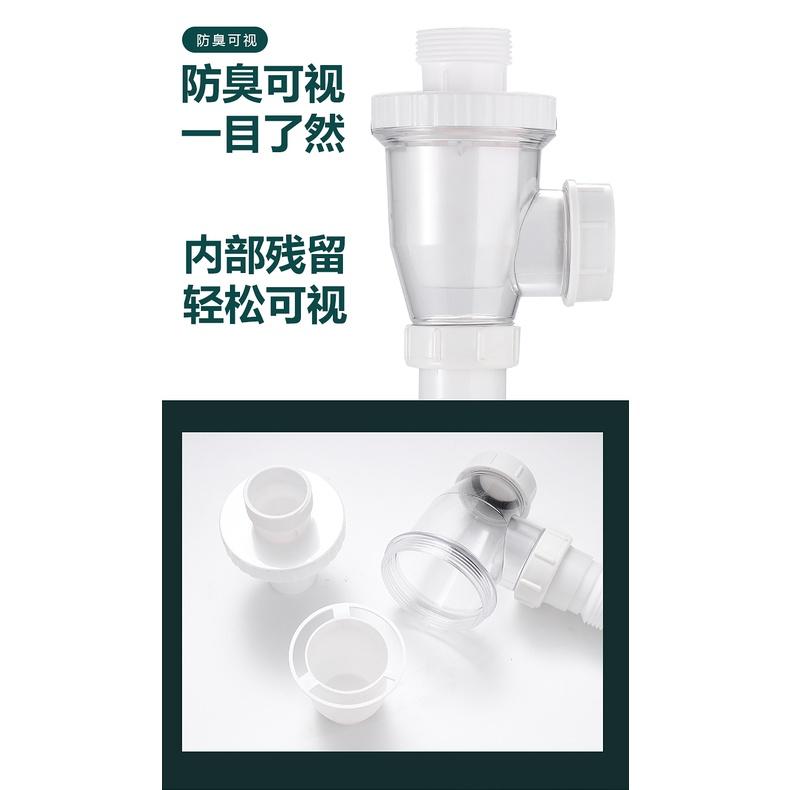 極光商城-雙頭洗手盆下水管防返臭神器洗臉盆檯面盆伸縮側排水管牆排下水器配件-細節圖2