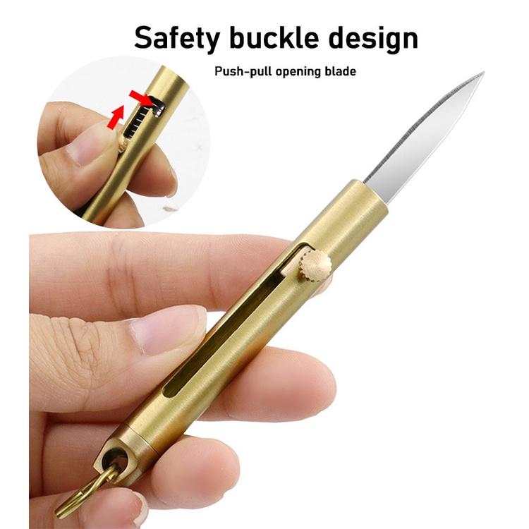 極光商城-多用途黃銅迷你小刀防身鑰匙扣折疊刀精緻戶外隨身拆快遞小刀-細節圖2