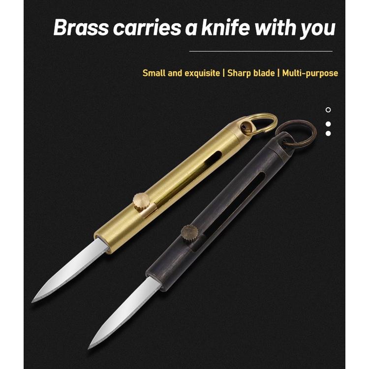 極光商城-多用途黃銅迷你小刀防身鑰匙扣折疊刀精緻戶外隨身拆快遞小刀-細節圖3