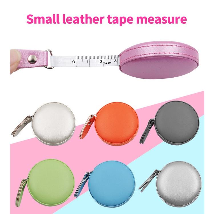 極光商城-便攜皮革圓形捲尺馬卡龍色迷你小捲尺量三圍腰胸圍軟尺子服裝皮尺-細節圖3