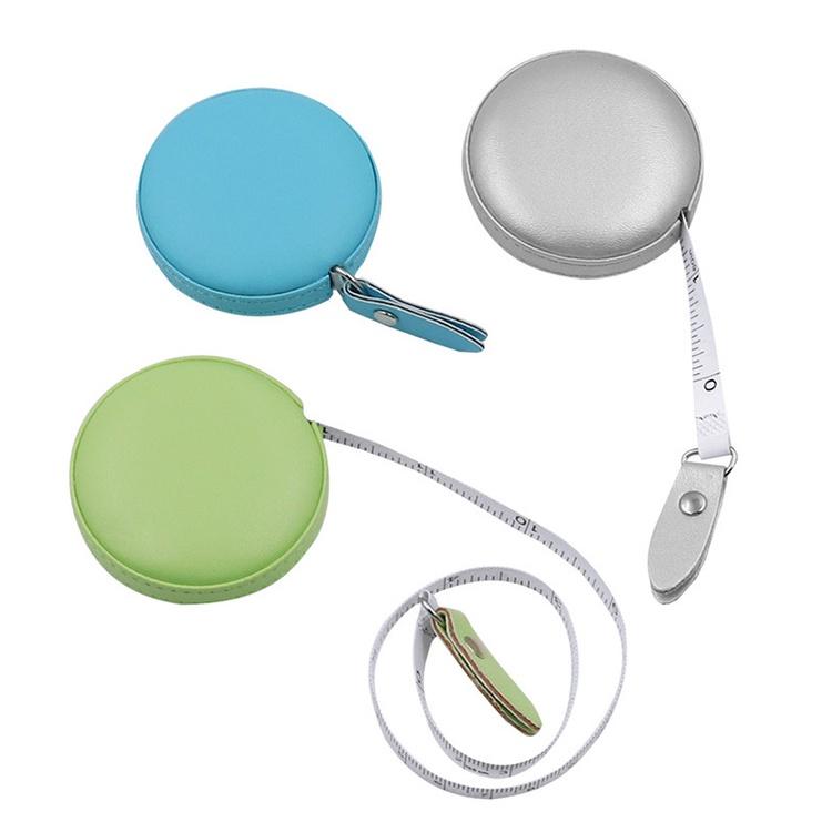 極光商城-便攜皮革圓形捲尺馬卡龍色迷你小捲尺量三圍腰胸圍軟尺子服裝皮尺-細節圖5