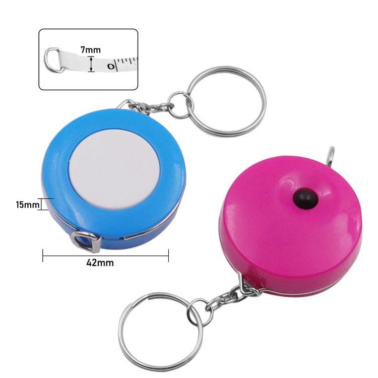 極光商城-糖果色圓形捲尺帶鑰匙扣三圍量衣皮捲尺1.5m禮品收縮拉尺卡通軟尺-細節圖2