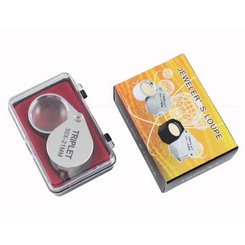 極光商城-30倍折疊全金屬珠寶古董寶石鑑賞口袋式放大鏡禮盒包裝30x21銀色-細節圖4