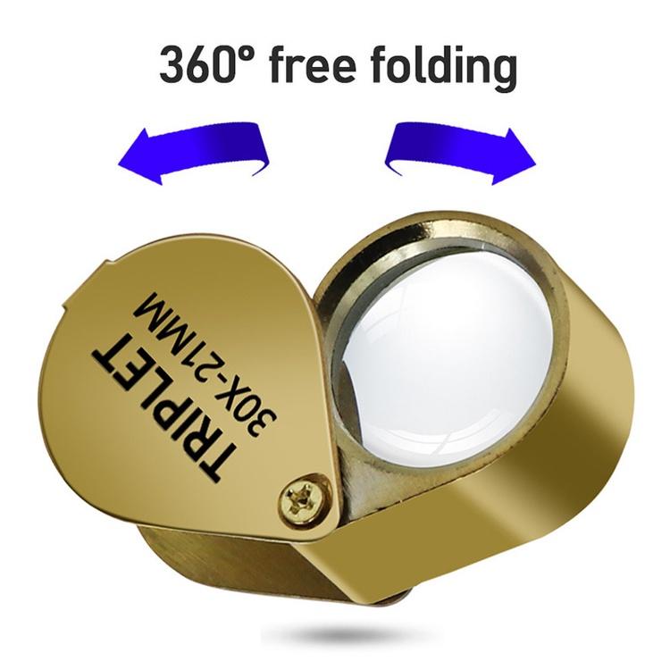 極光商城-30倍折疊全金屬珠寶古董寶石鑑賞口袋式放大鏡禮盒包裝30x21銀色-細節圖8