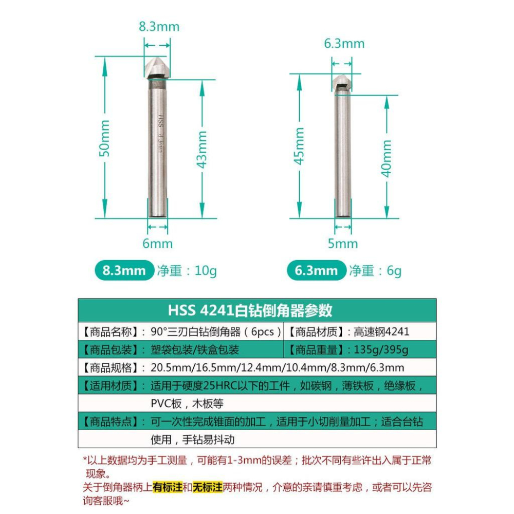 極光商城-90度三刃鍍鈦白鑽全磨倒角刀木工銑刀倒角器開孔器木工其他銑刀-細節圖8