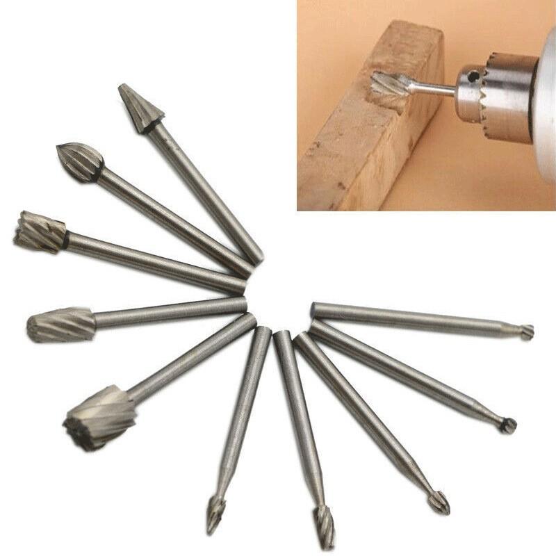 極光商城-6件組10件組20件組高速鋼旋轉銼木工手工製作DIY根雕電磨打磨頭雕刻銑刀-細節圖3