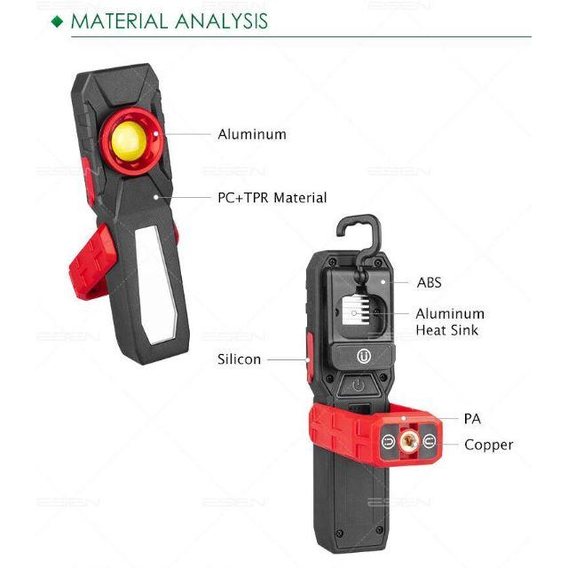 極光商城-多功能帶磁鐵支架工作燈充電車載應急燈戶外汽修LED手電筒強光戶外USB-細節圖8