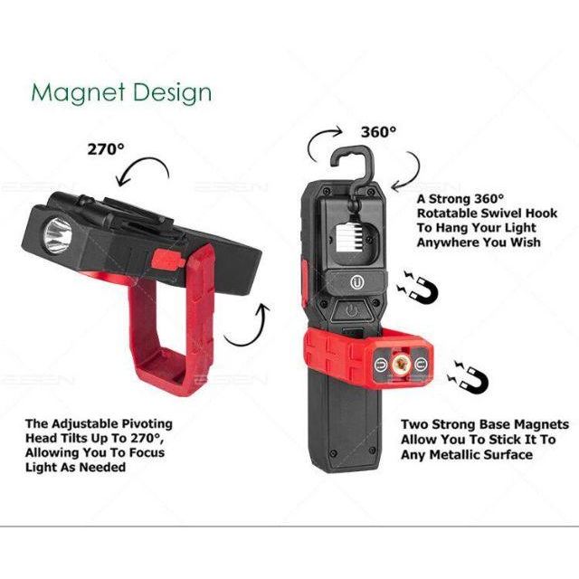 極光商城-多功能帶磁鐵支架工作燈充電車載應急燈戶外汽修LED手電筒強光戶外USB-細節圖9