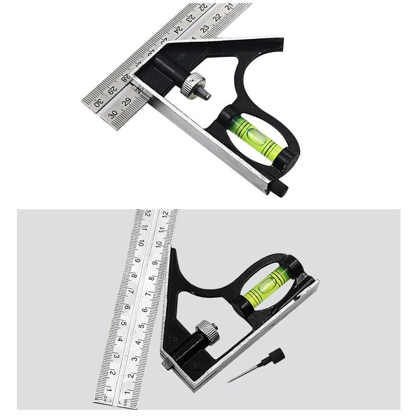 極光商城-300mm不銹鋼多功能組合角尺水平活動角尺45度直角拐尺木工角尺-細節圖5