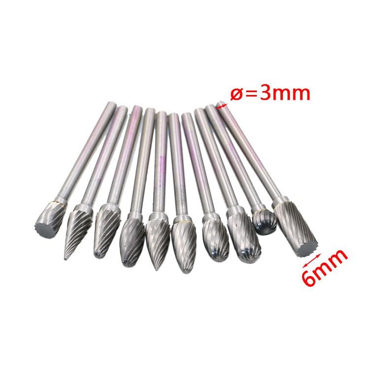 極光商城-單紋雙紋鎢鋼 3*6 3*10 3*12mm 鎢鋼磨頭銑刀硬質合金旋轉銼磨頭鑽孔修邊切割滾刀合金-細節圖6