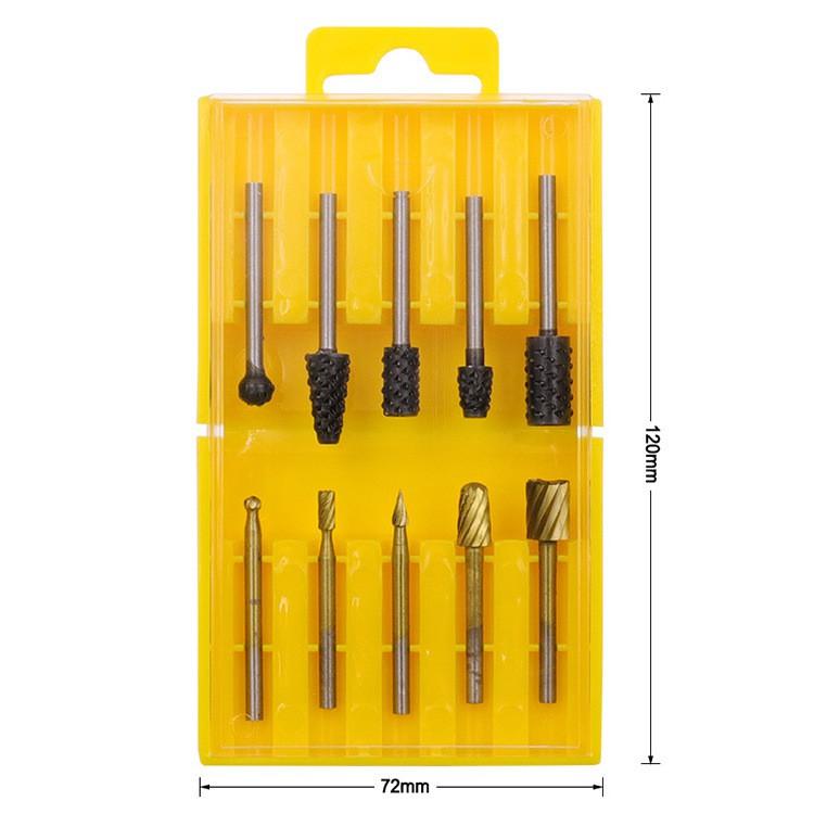 極光商城-10件套高速鋼旋轉銼木工製作DIY根雕電磨打磨頭雕刻銑刀修邊刀-細節圖6