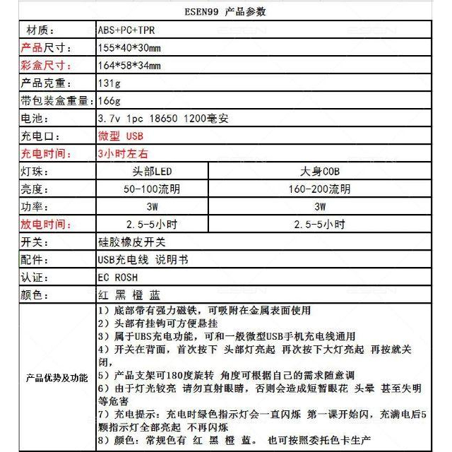 極光商城-USB充電汽車維修工作燈車載磁鐵應急LED強光戶外USB充電手電筒工作燈磁鐵-細節圖7