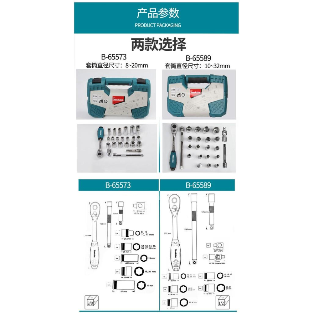 極光商城-牧田棘輪套筒扳手雙向萬能汽修快速修車摩托維修多功能工具-細節圖4
