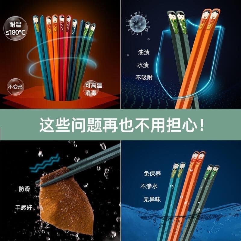 【台灣出貨】分餐專用筷 家庭分餐專用筷 合金筷 五雙筷子 餐具 筷子 專用筷 公筷 筷子抗菌 防滑設計 耐高溫 不發霉-細節圖6