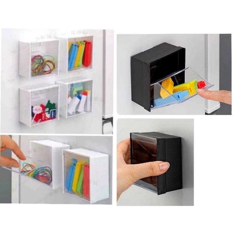 【台灣出貨】磁吸收納盒 日式 磁吸斜取式收納盒 無印風 整理盒 方形盒 文具收納 磁鐵盒 磁鐵 小物收納 收納-細節圖2