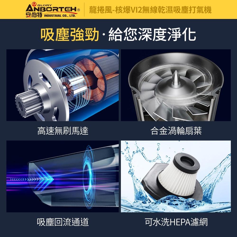 ANBORTEH 安伯特 核爆VI2四合一無線吸塵打氣機 USB充電 車用吸塵器 無線吸塵器 車用打氣機 乾濕兩用-細節圖6