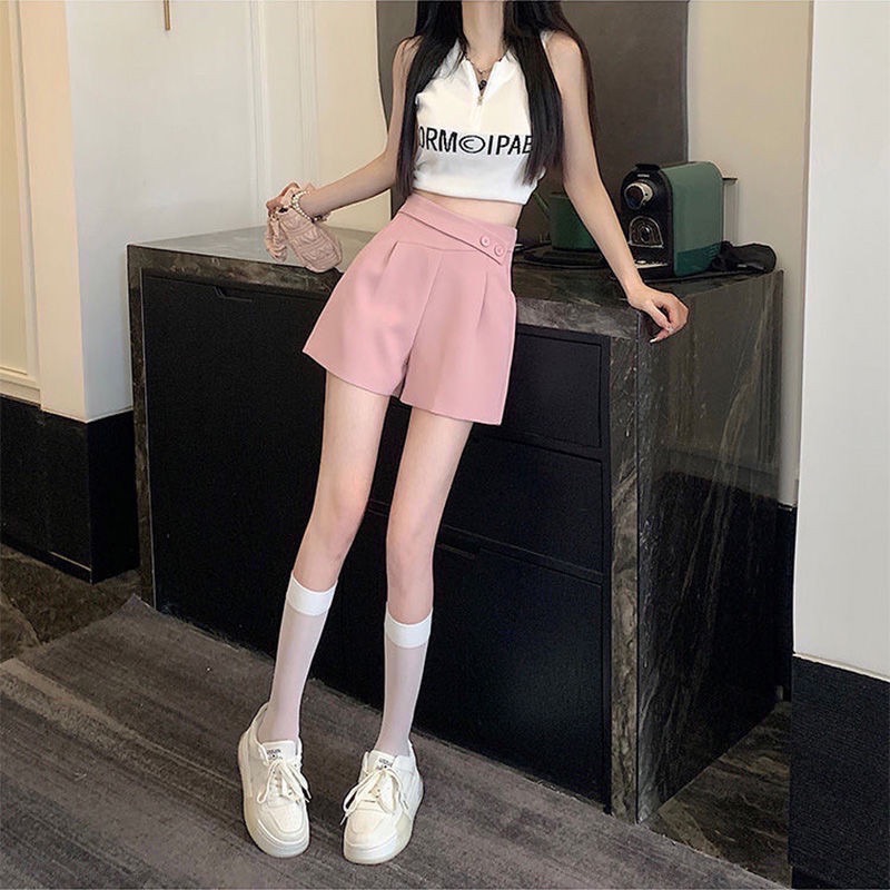 🩷穿了就愛上🉐✔️顯瘦款挺板短褲 高腰 後拉鍊 不會透 無彈力 正常版型 百搭修身 A字短褲 西裝短褲 休閒褲-細節圖3
