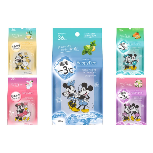 REESE JAPAN日本製新包裝Mandom Happy Deo 迪士尼 -3 ℃身體濕紙巾 36枚入