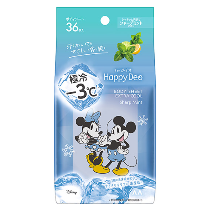REESE JAPAN日本製新包裝Mandom Happy Deo 迪士尼 -3 ℃身體濕紙巾 36枚入-細節圖4