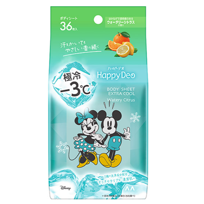 REESE JAPAN日本製新包裝Mandom Happy Deo 迪士尼 -3 ℃身體濕紙巾 36枚入-細節圖5