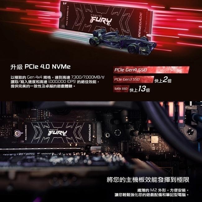 Kingston 金士頓 FURY Renegade 500G 1TB PCIe4.0 NVMe M.2 SSD固態硬碟-細節圖4