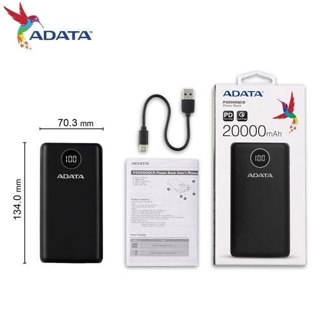 ADATA 威剛 P20000QCD 數位顯示電量 20000mAh 18W PD QC3.0 快充 行動電源-細節圖7