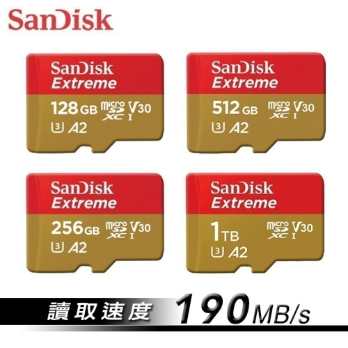SanDisk Extreme 256G 512G 1TB A2 V30 U3 microSD 記憶卡 Gopro專用