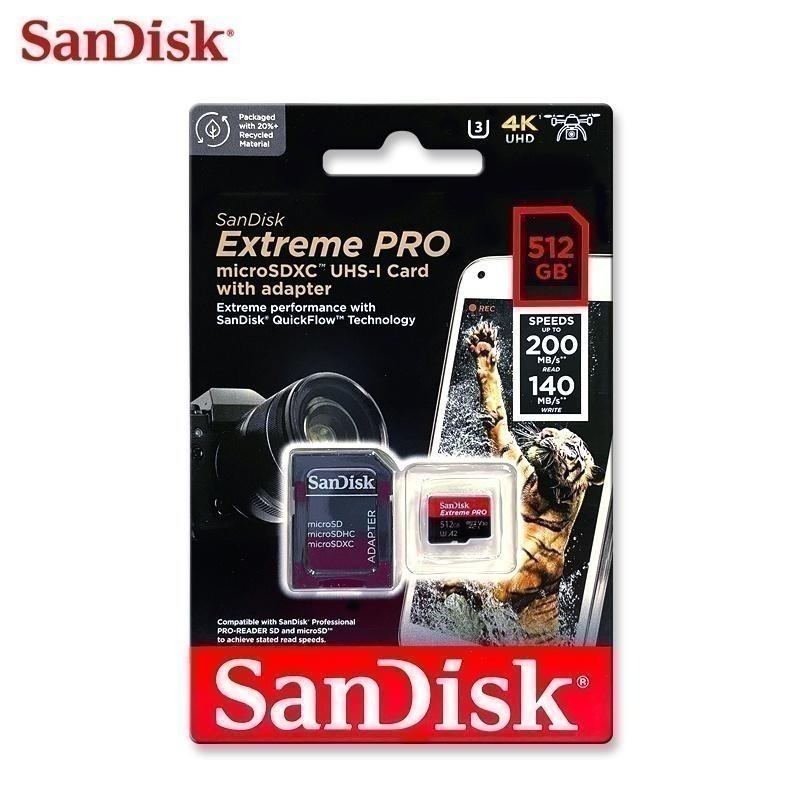 SanDisk 512G Extreme PRO A2 V30 microSD 記憶卡高速200MB-細節圖4