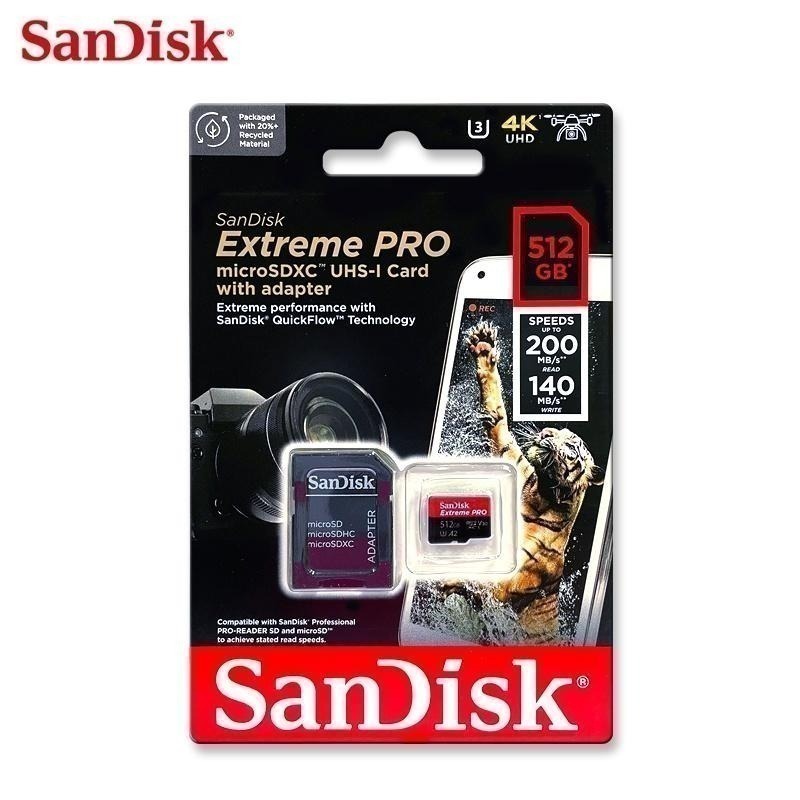 SanDisk 512G Extreme PRO A2 V30 microSD 記憶卡高速200MB-細節圖4