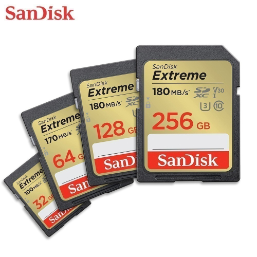 SanDisk Extreme 32G 64G 128G 256G 512G V30 U3 相機專用 SDXC 記憶卡