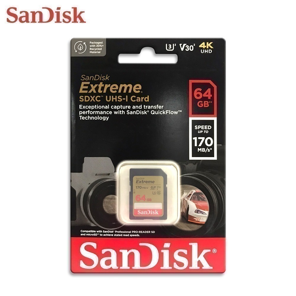 SanDisk Extreme 32G 64G 128G 256G 512G V30 U3 相機專用 SDXC 記憶卡-細節圖4