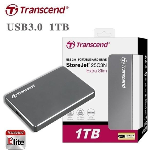 創見 Transcend 1TB StoreJet 25C3 USB3.1 2.5吋 超薄鋁合金設計 輕巧奢華 外接硬碟