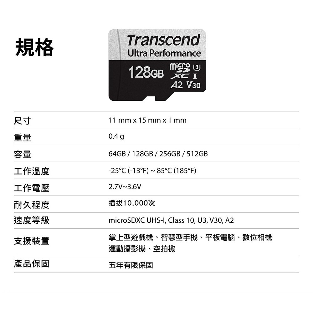 Transcend 創見 340S 128G microSD U3 V30 A2 手遊 掌上型遊戲機 專用-細節圖8