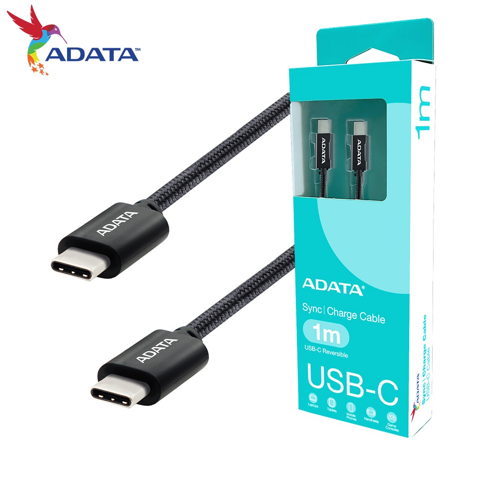 ADATA 威剛 USB-C to USB-C 100W PD QC 充電傳輸編織線 黑/白 100cm 充電線-細節圖2